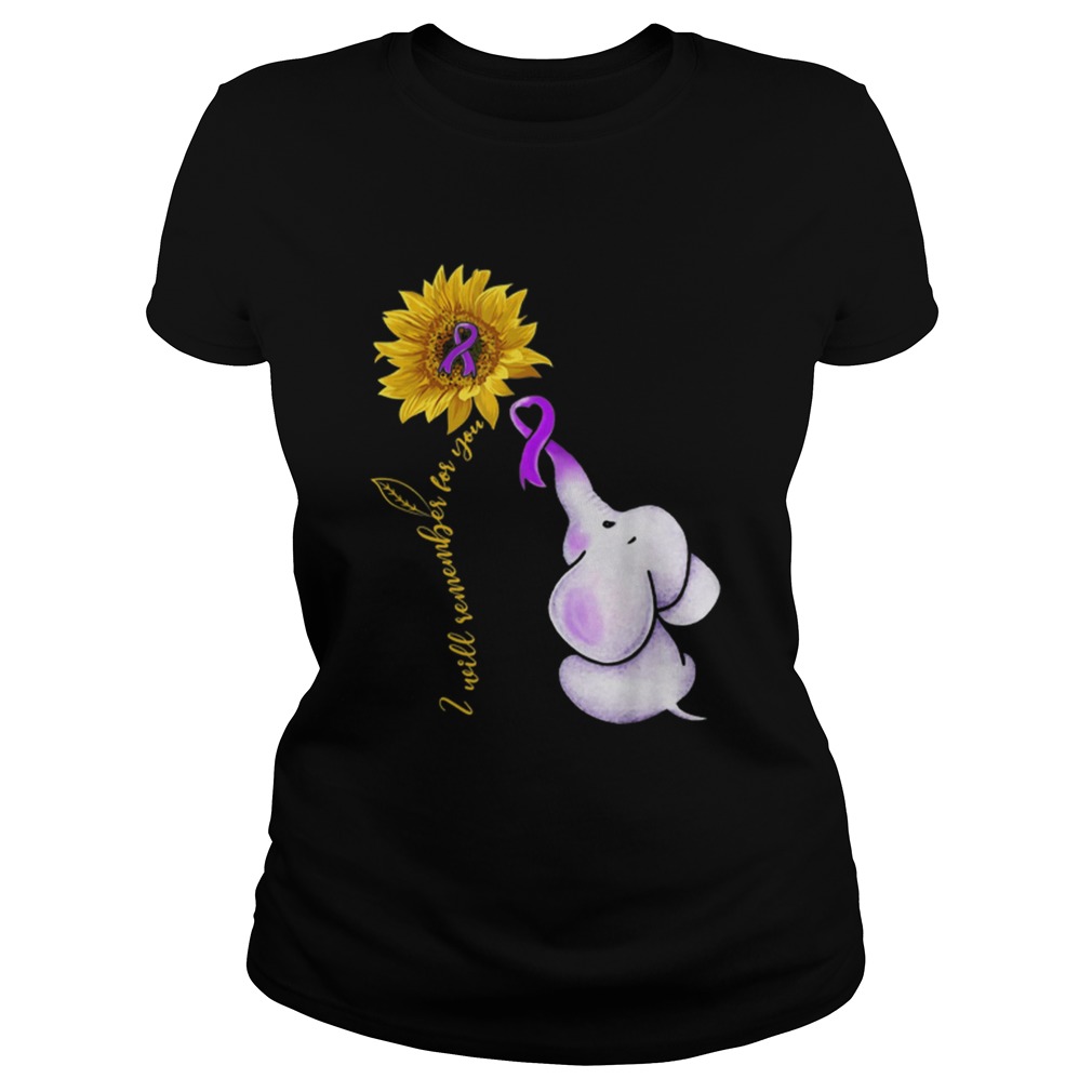 Elephant I Will Remember For You Sunflower Alzheimers Awareness Classic Ladies