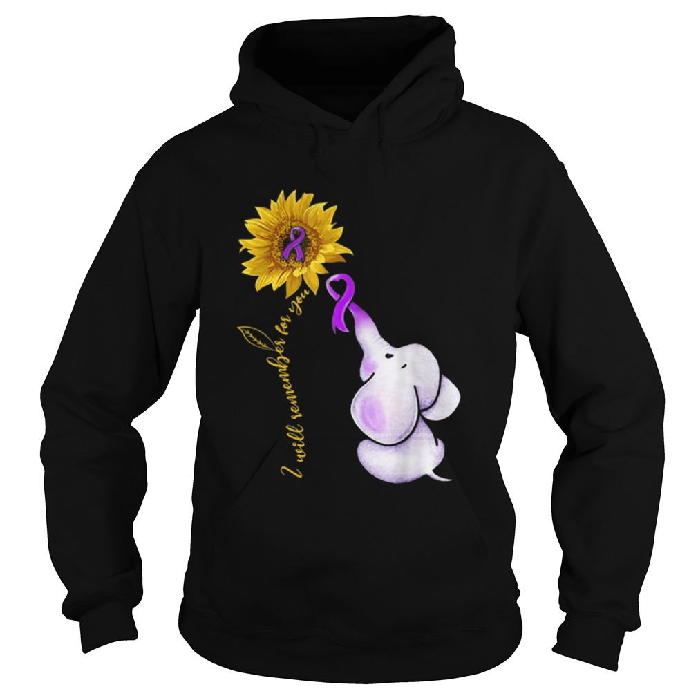 Elephant I Will Remember For You Sunflower Alzheimers Awareness Hoodie