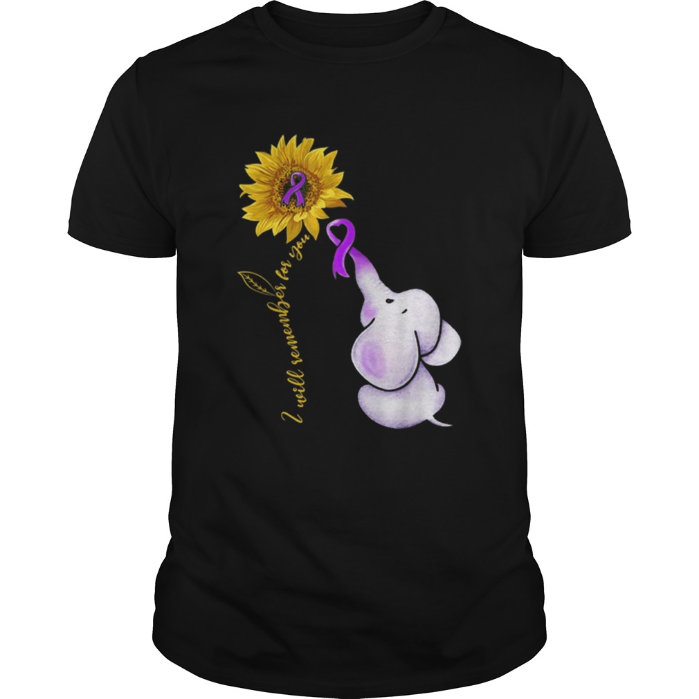 Elephant I Will Remember For You Sunflower Alzheimers Awareness shirt