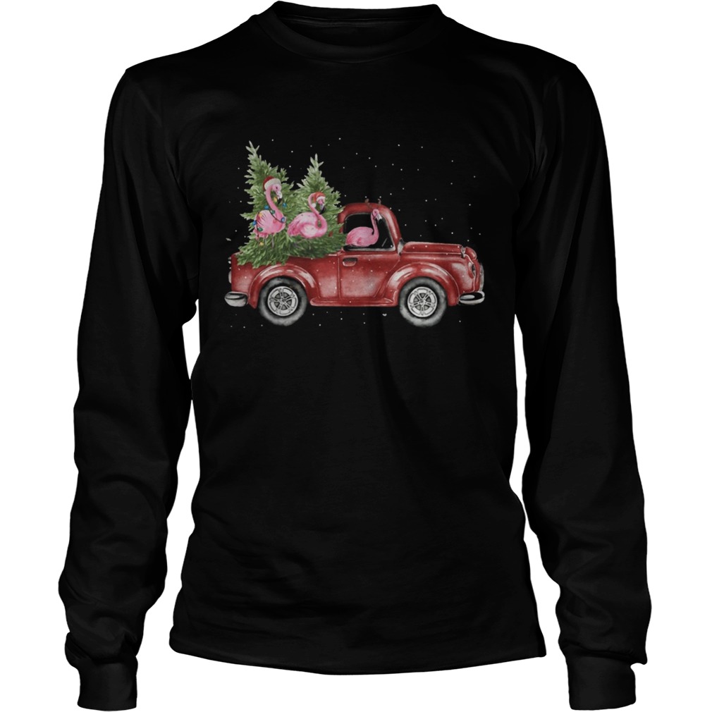 Flamingo Christmas Truck Shirt LongSleeve