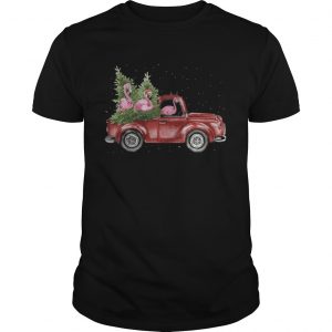 Flamingo Christmas Truck Shirt Unisex