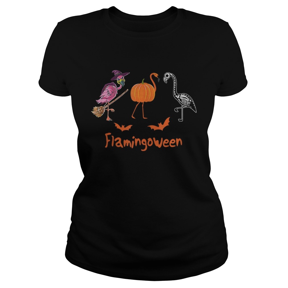 Flamingoween Funny Flamingos Halloween TShirt Classic Ladies