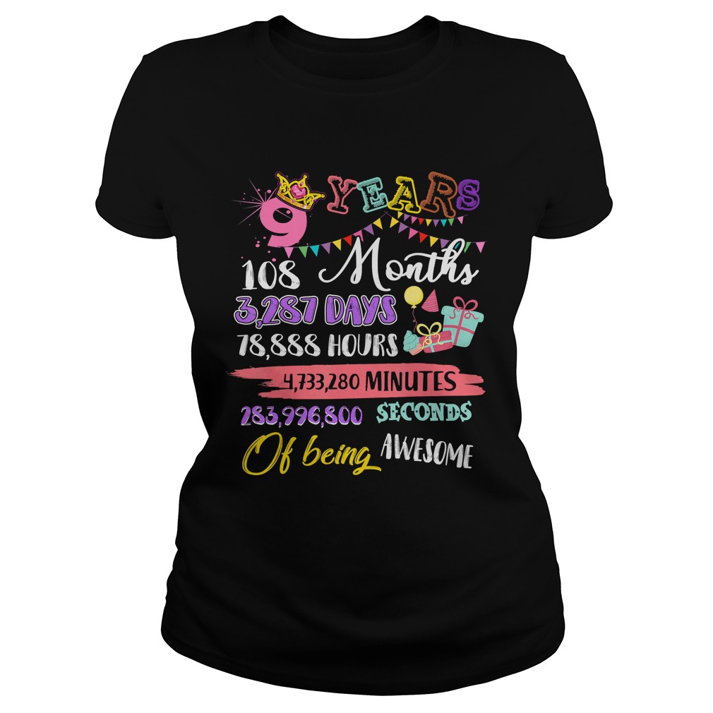 For Girls 9 Years Old Being Awesome Gift TShirt Classic Ladies