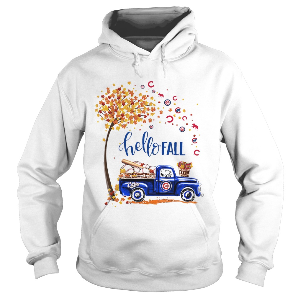 Hello Fall Snoopy driving Chicago Cubs Hoodie