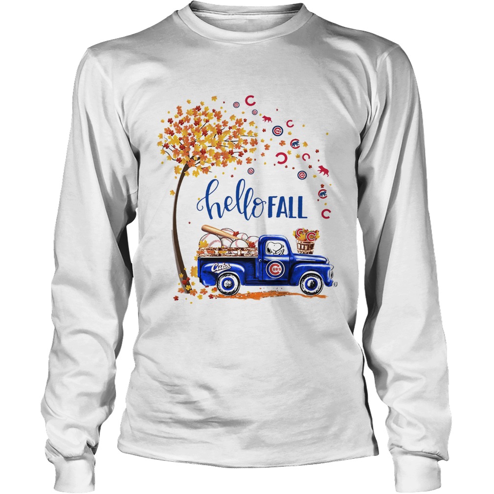 Hello Fall Snoopy driving Chicago Cubs LongSleeve