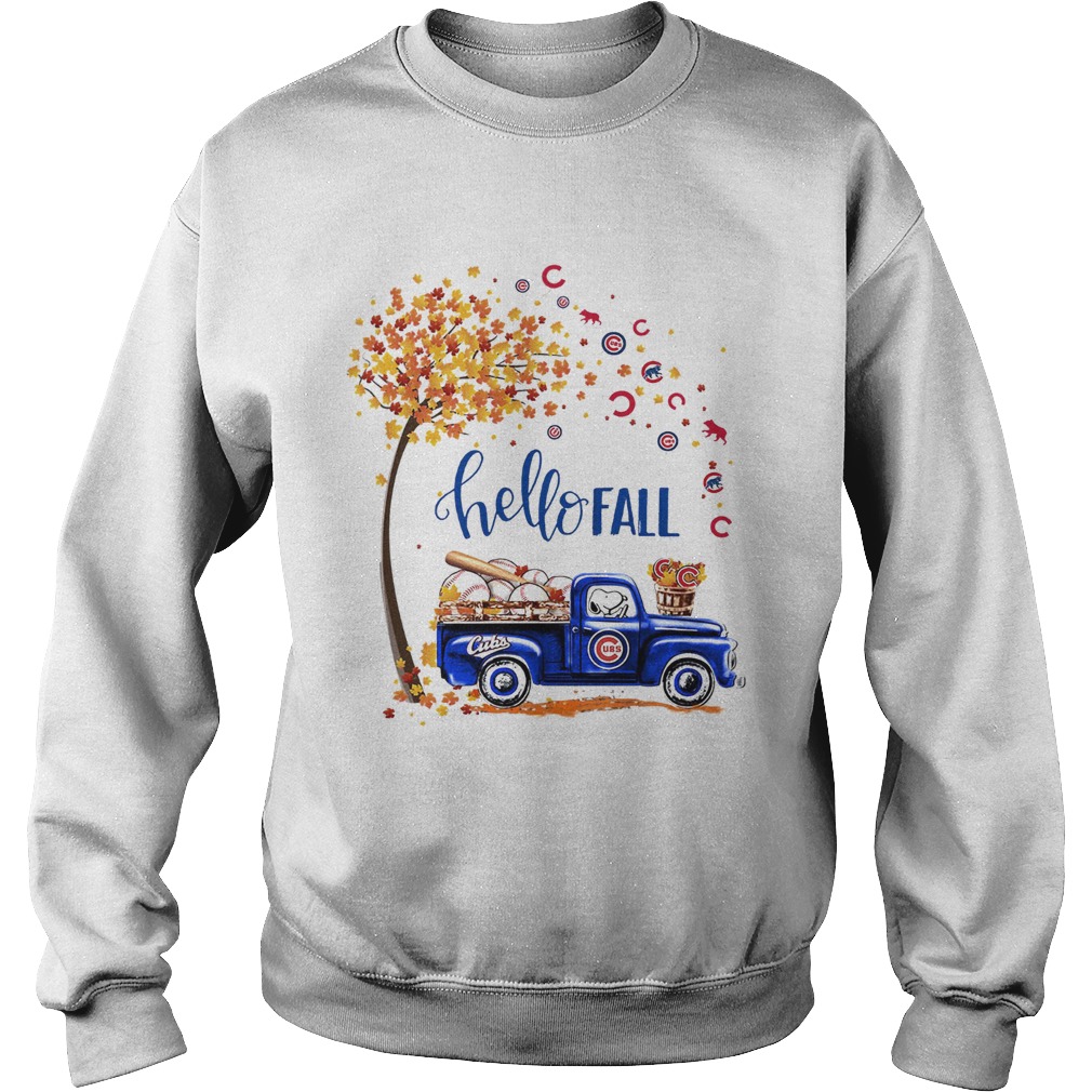 Hello Fall Snoopy driving Chicago Cubs Sweatshirt