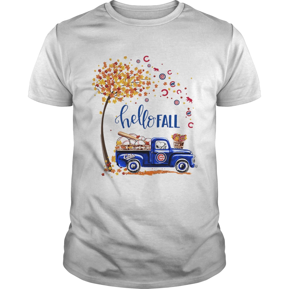 Hello Fall Snoopy driving Chicago Cubs shirt