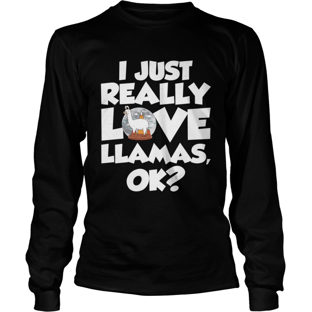 I Just Really Love Llamas Ok Funny Llama Saying Shirt LongSleeve
