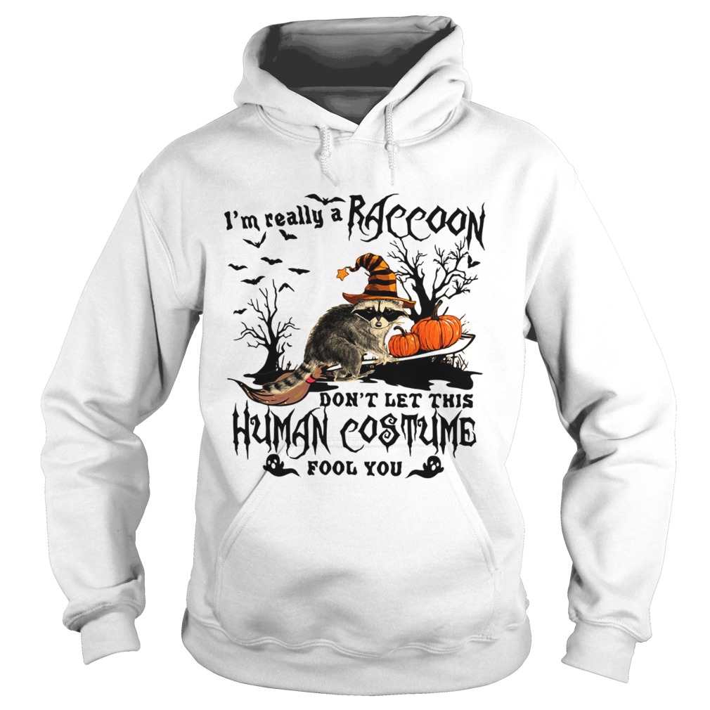 Im really a Raccoon dont let this human costume fool you Halloween Hoodie