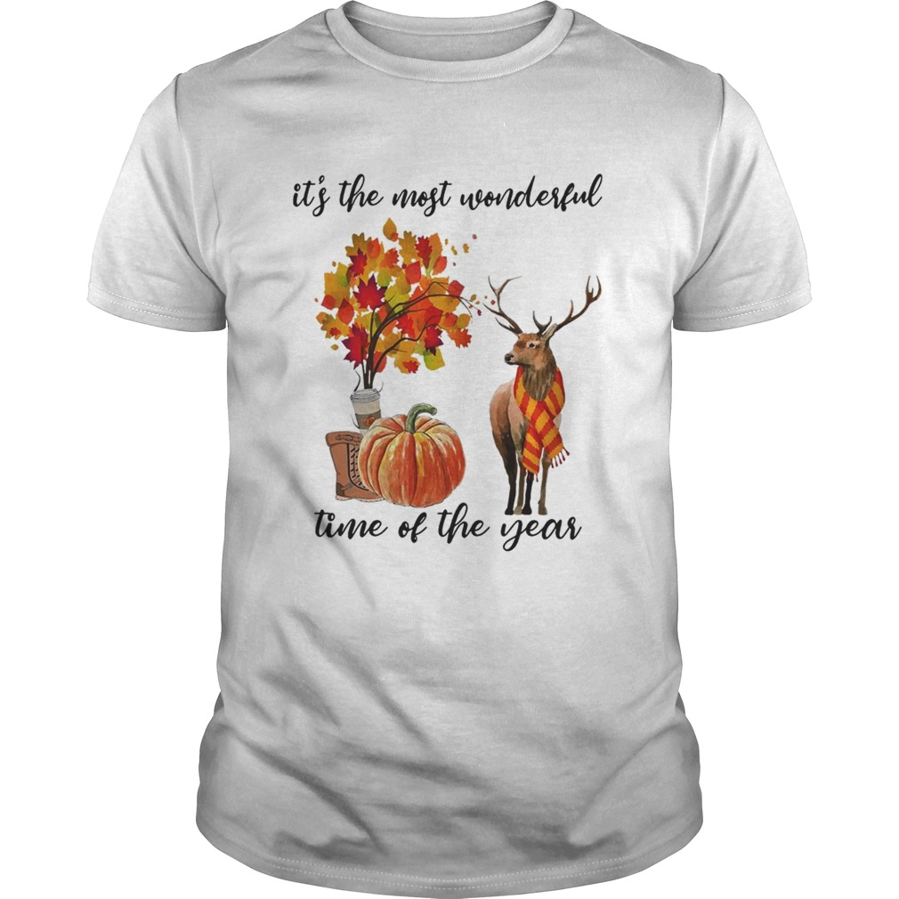 Its The Most Wonderful Time Fall Autumn Maple Leaf Deer Shirt