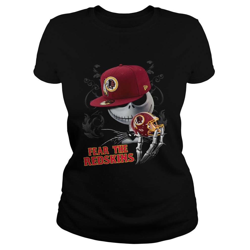 Jack Skelington Fear The Redskins Shirt Classic Ladies