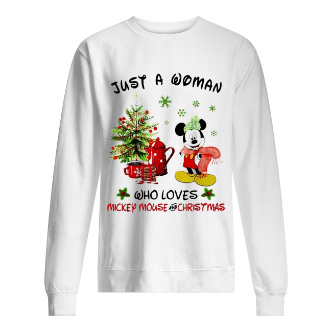 Just a woman who loves Mickey Mouse and Christmas Unisex Sweatshirt