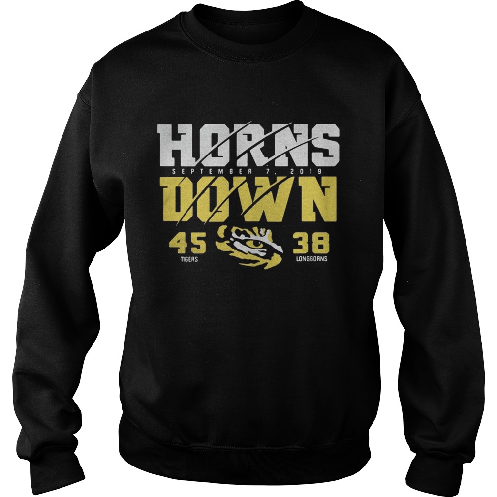 LSU Tigers vs Texas Longhorns 2019 Football Score Horns Down Shirt Sweatshirt
