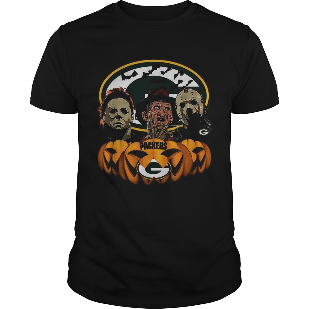 Michael Myers Jason Voorhees and Freddy Krueger Green Bay Packers Halloween shirt