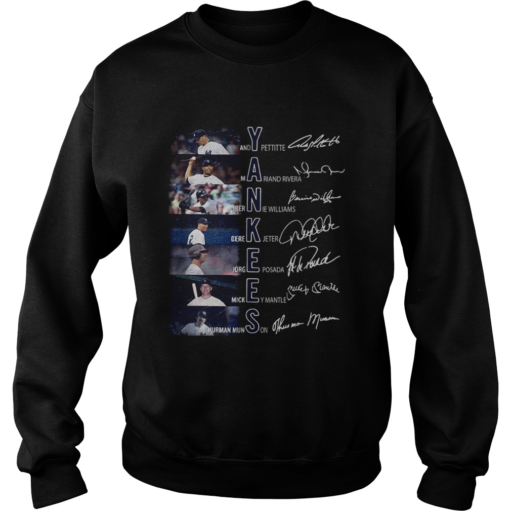 New York Yankees Andy Pettitte Mariano Rivera Bernie Williams signatures Sweatshirt