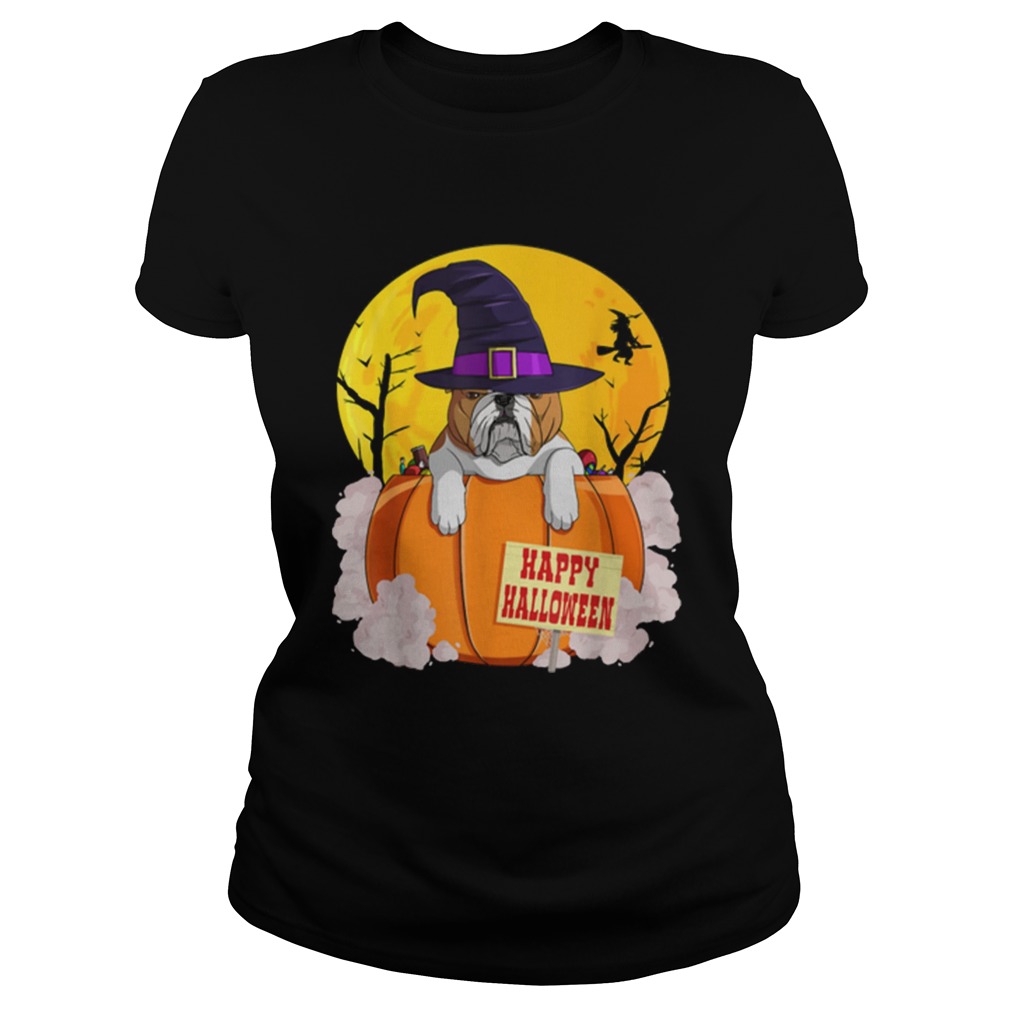 Original Happy Halloween English Bulldog Pumpkin Witch Classic Ladies