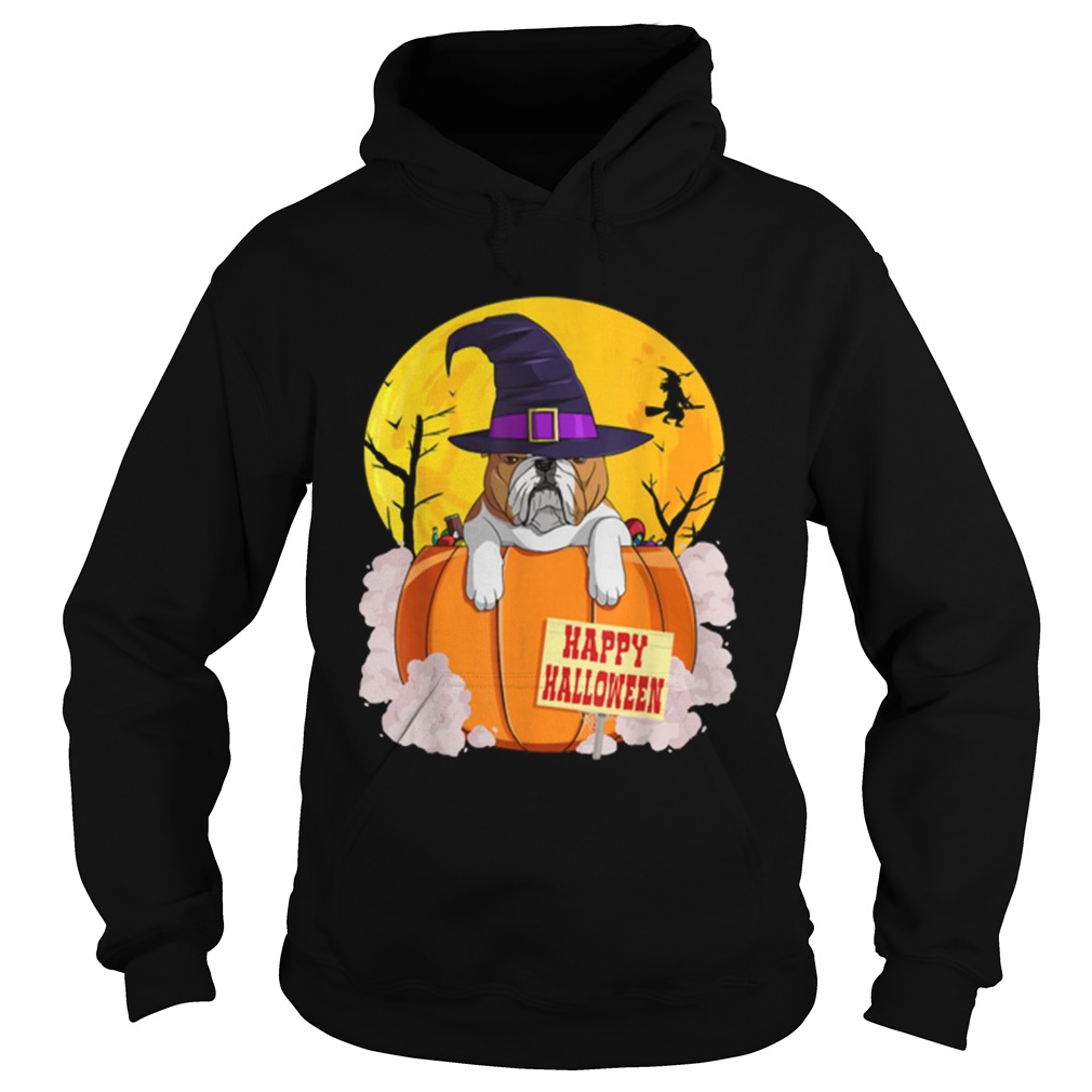 Original Happy Halloween English Bulldog Pumpkin Witch Hoodie
