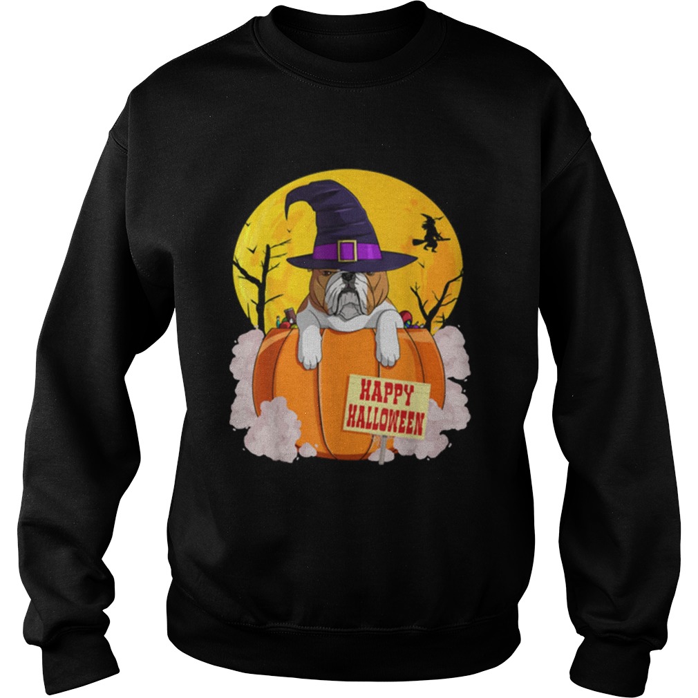 Original Happy Halloween English Bulldog Pumpkin Witch Sweatshirt