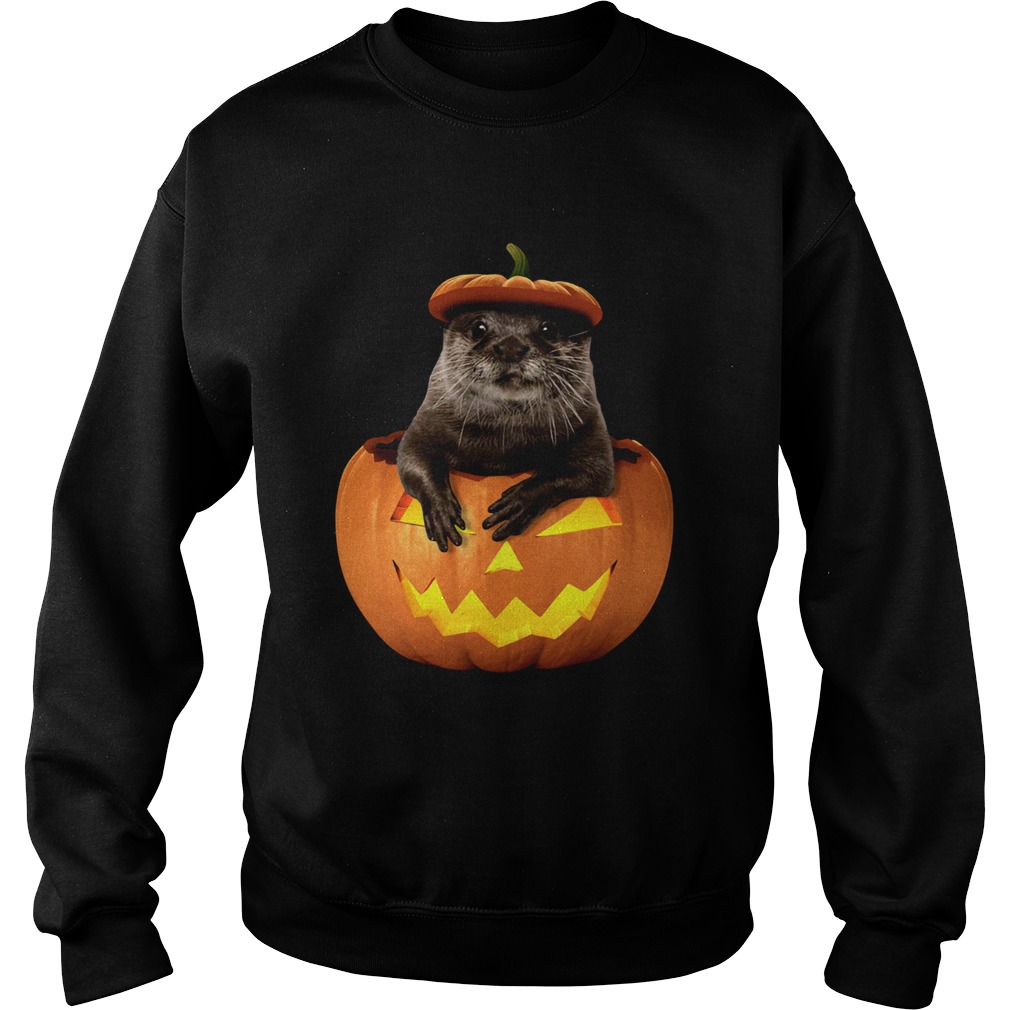 Otter in Pumpkin Halloween Sweatshirt