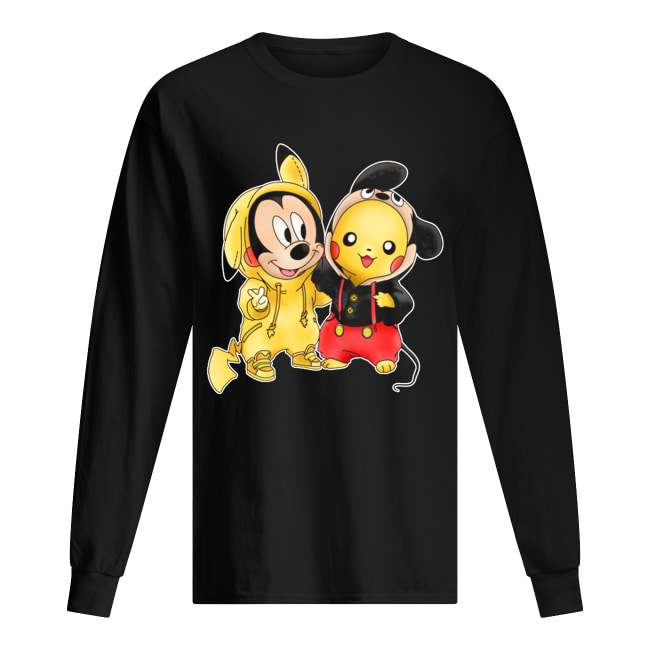 Pikachu Pokemon Mickey mouse crossover Long Sleeved T-shirt 
