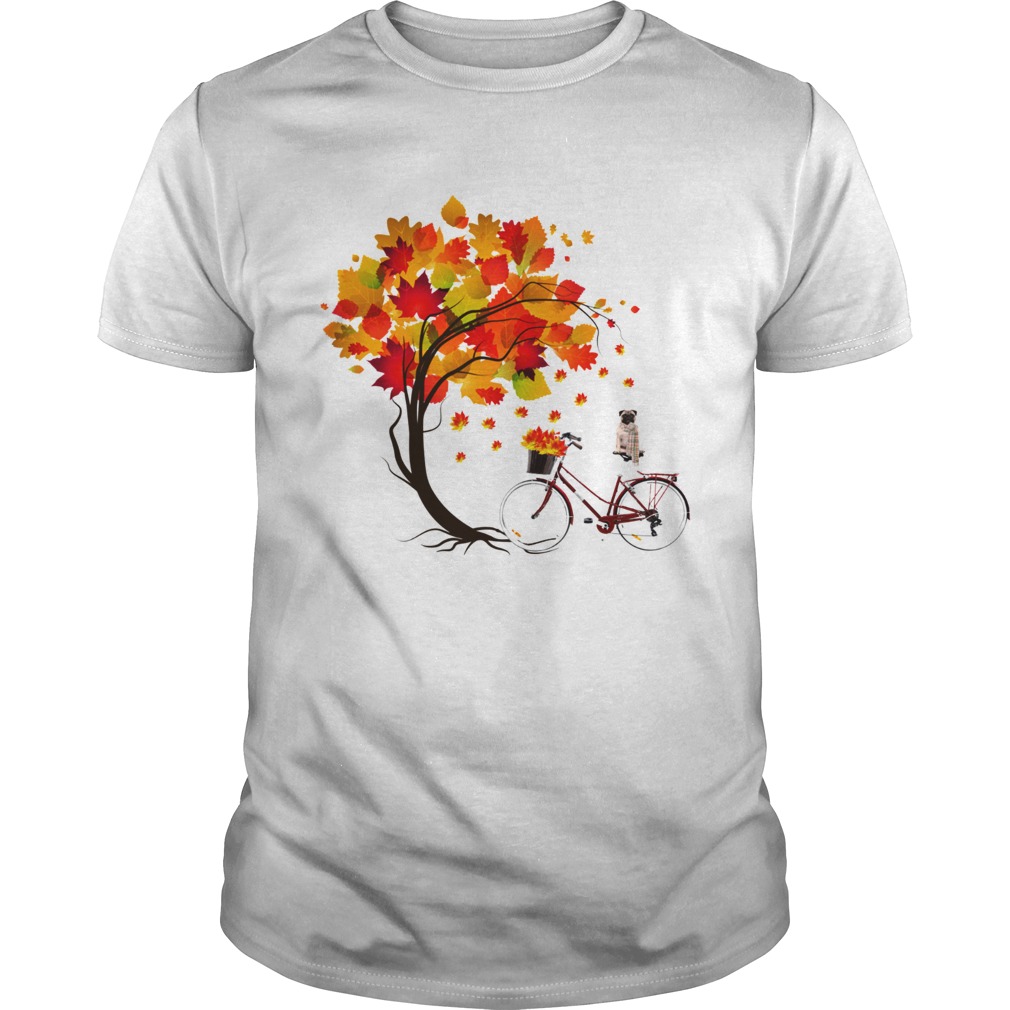 Pug riding Bicycle Autumn shirt