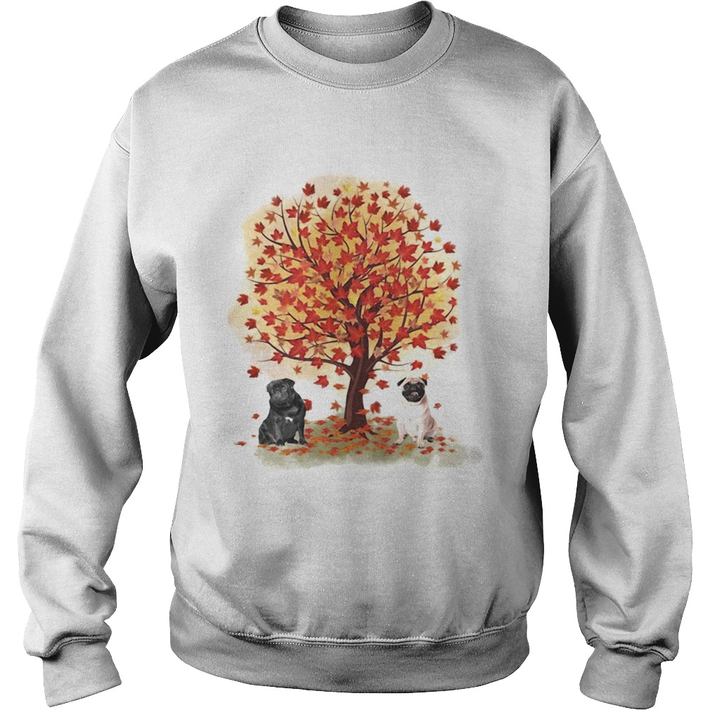 Pugs autumn leaf tree Sweatshirt