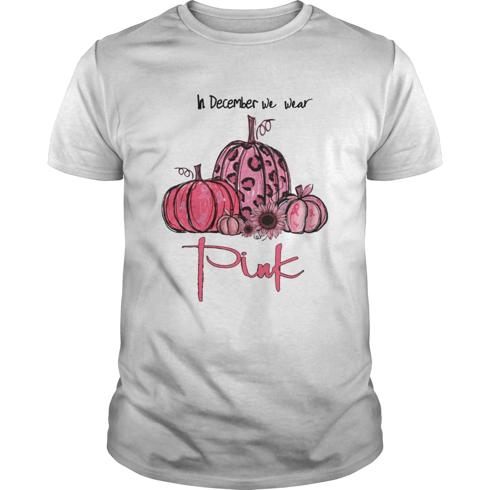 Pumpkin And Sunflower Breast Cancer Awareness In December We Wear Pink Shirt