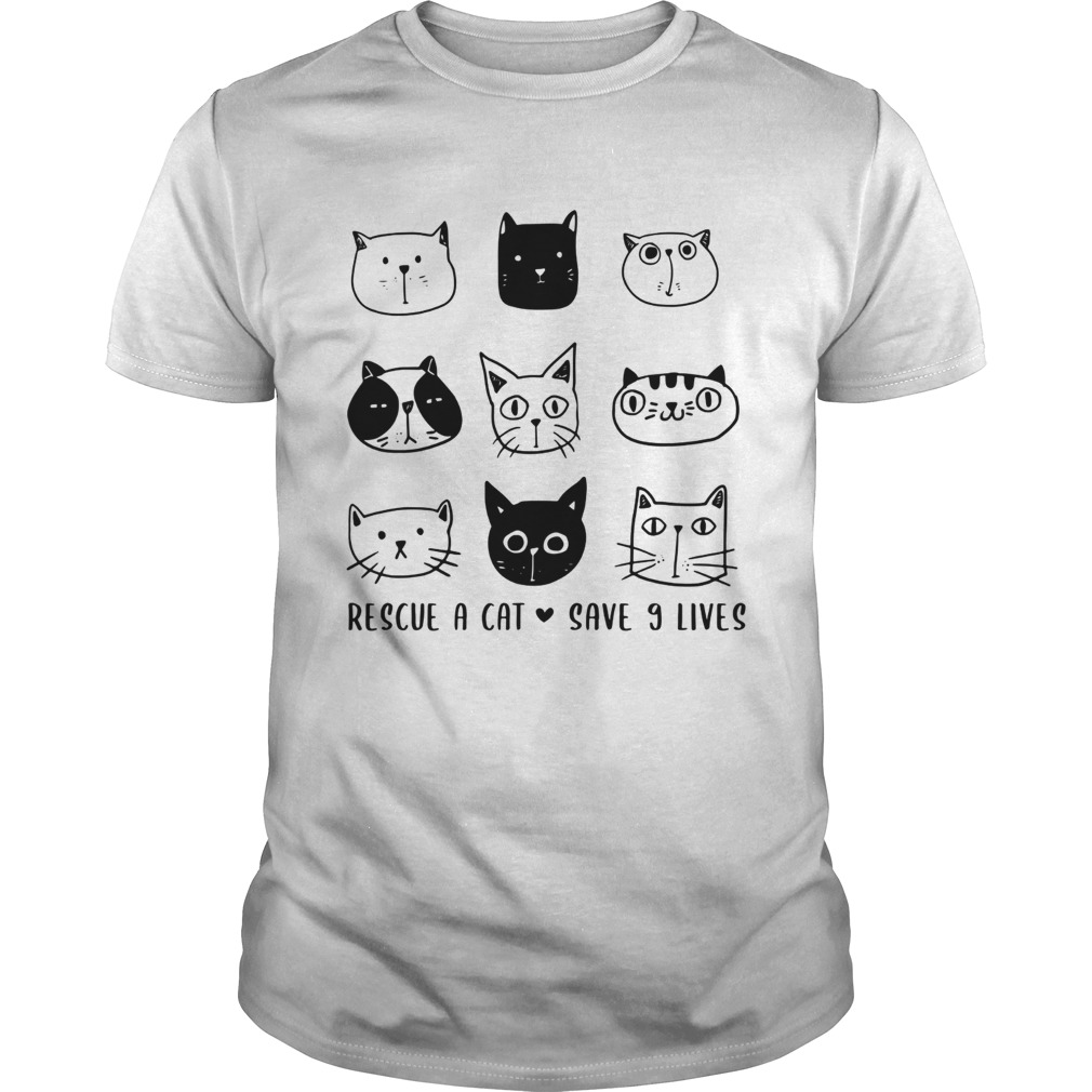 Rescue A Cat Save 9 Lives Cat Lover Gift TShirt