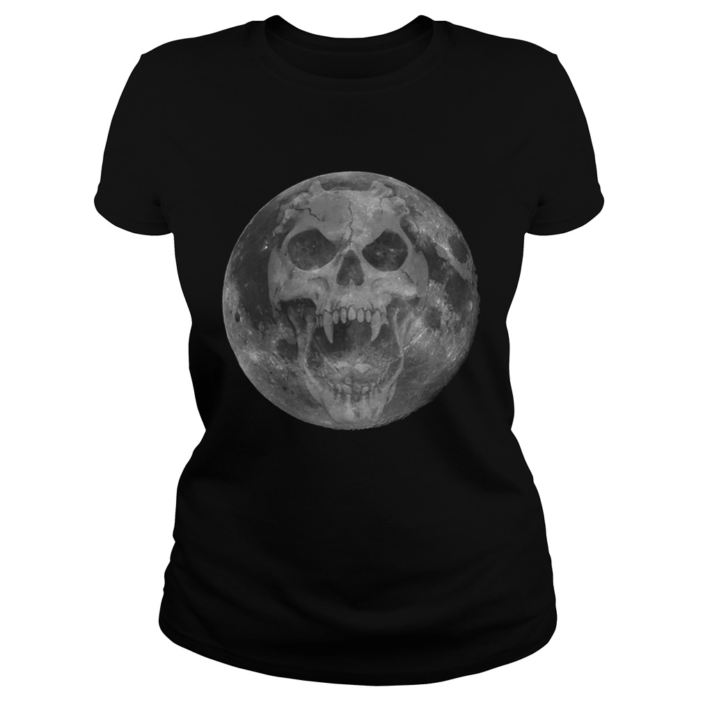 Scary Devil Skull Moon Horror Halloween Gifts for Men Women TShirt Classic Ladies
