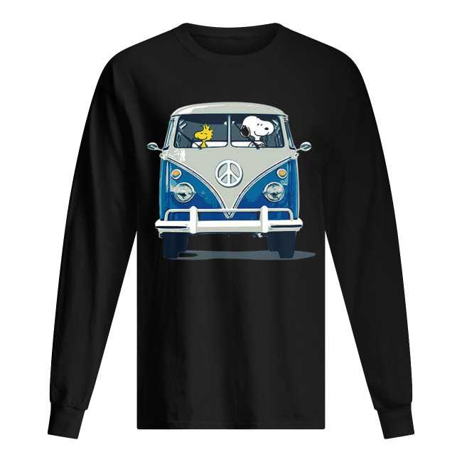 Snoopy driving Hippie car Volkswagen Beetle Long Sleeved T-shirt 