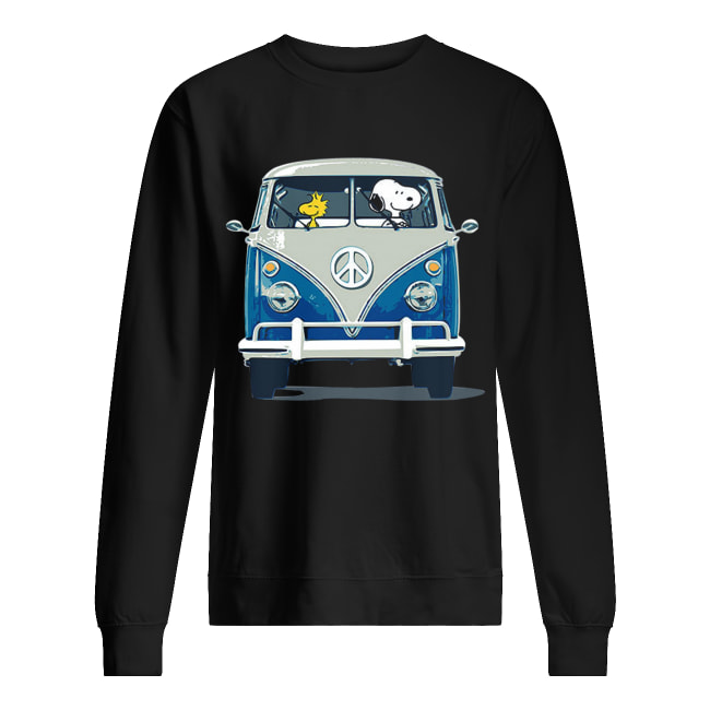 Snoopy driving Hippie car Volkswagen Beetle Unisex Sweatshirt