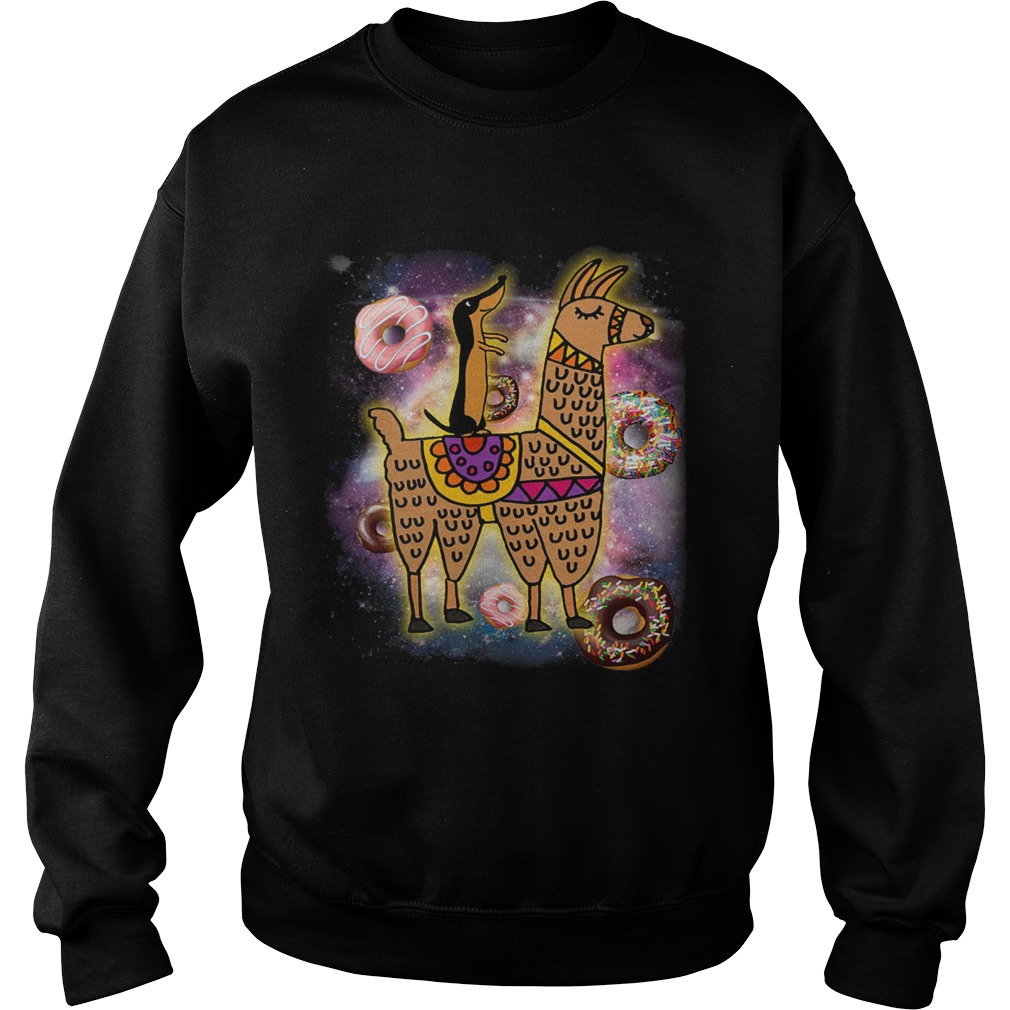 Space Dachshund Riding Llama and Donuts GalaxyDachshund Shirt Sweatshirt