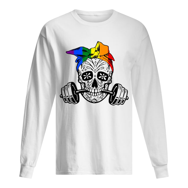 Sugar skull weight lifting LGBT Long Sleeved T-shirt 