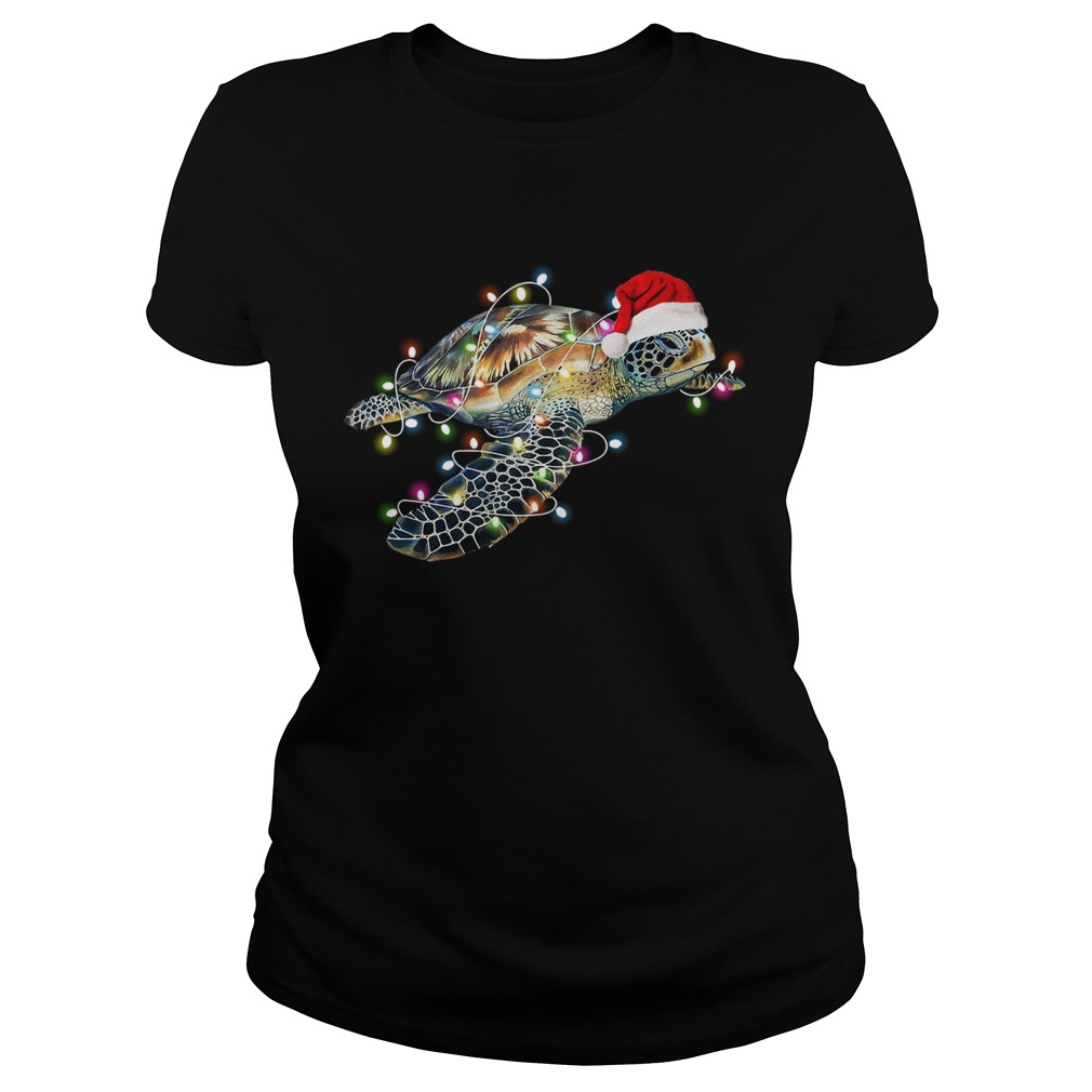 Turtle with Chirstmas hat and light Classic Ladies