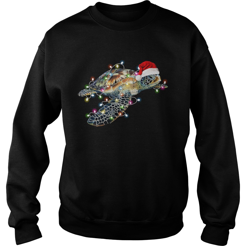 Turtle with Chirstmas hat and light Sweatshirt