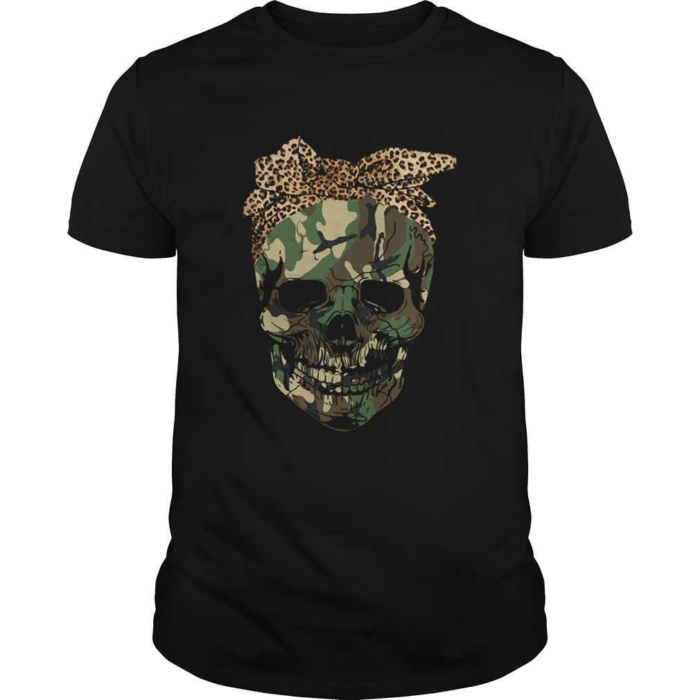 Veteran Skull wearing bandana leopard shirt