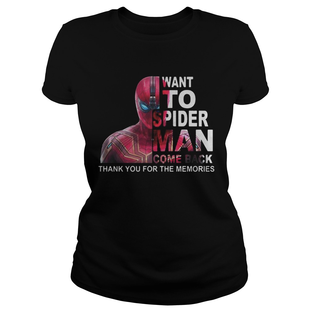 Want To Spider Man Come Back Thank You For The Memories Shirt Classic Ladies