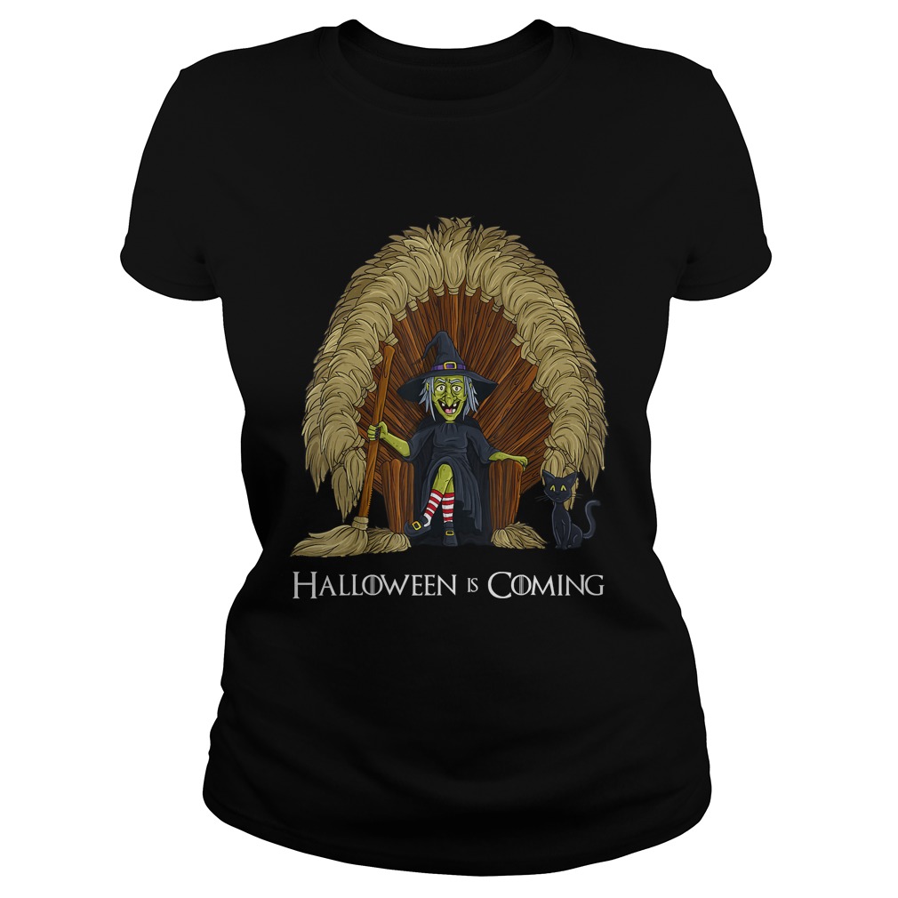 Witch Brooms Throne Funny HalloweenTShirt Classic Ladies