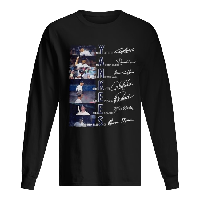 Yankees Andy Pettitte Mariano Rivera Bernie Williams signature Long Sleeved T-shirt 