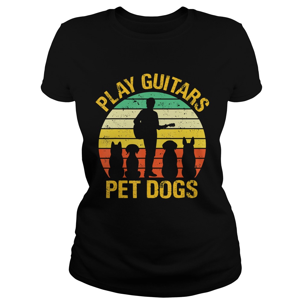 vintage Play guitars pet dogsTShirt Classic Ladies