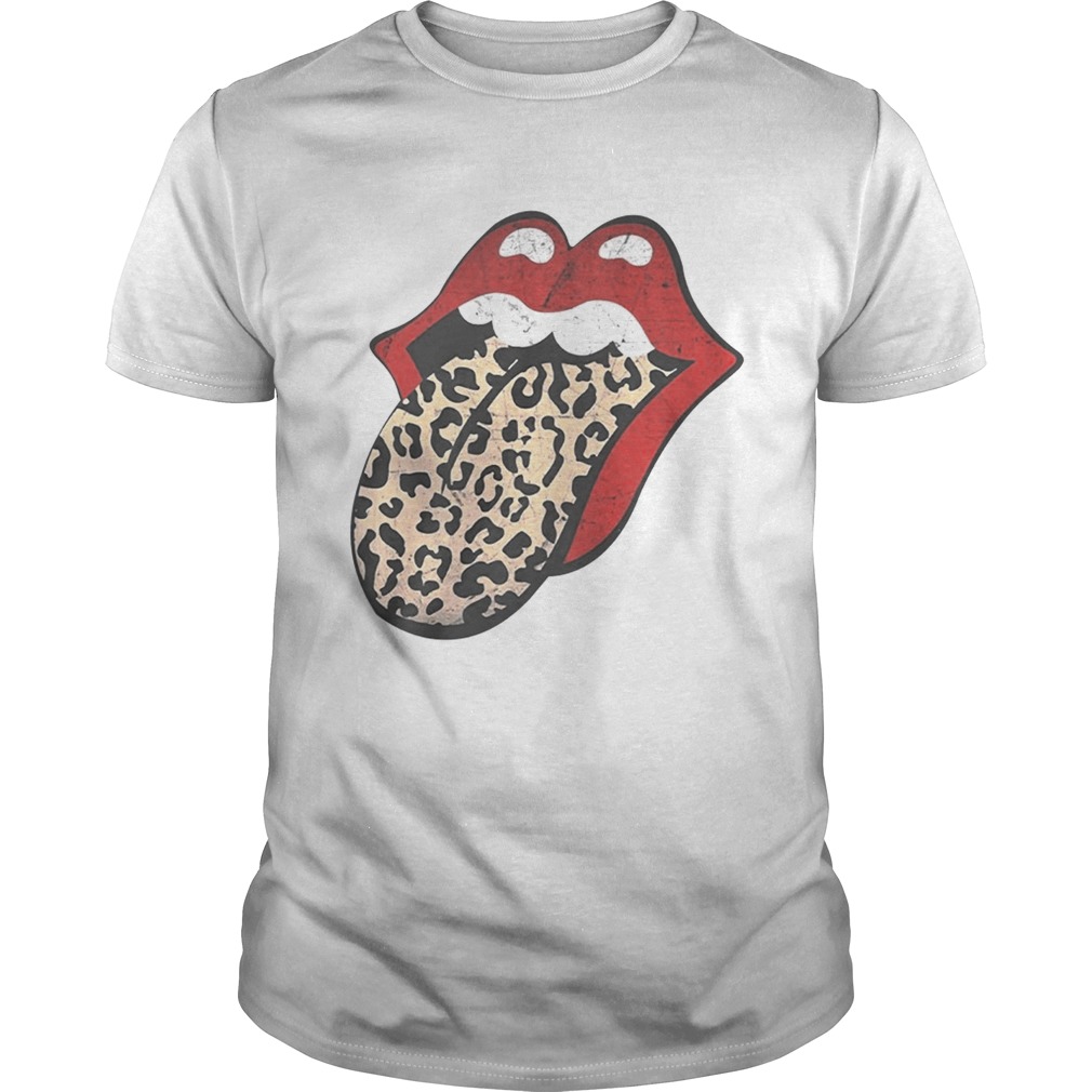 Red lips leopard tongue the rolling stones t shirt