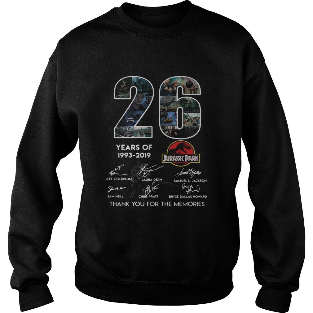 26 years of Jurassic Park 1993 2019 signature Sweatshirt