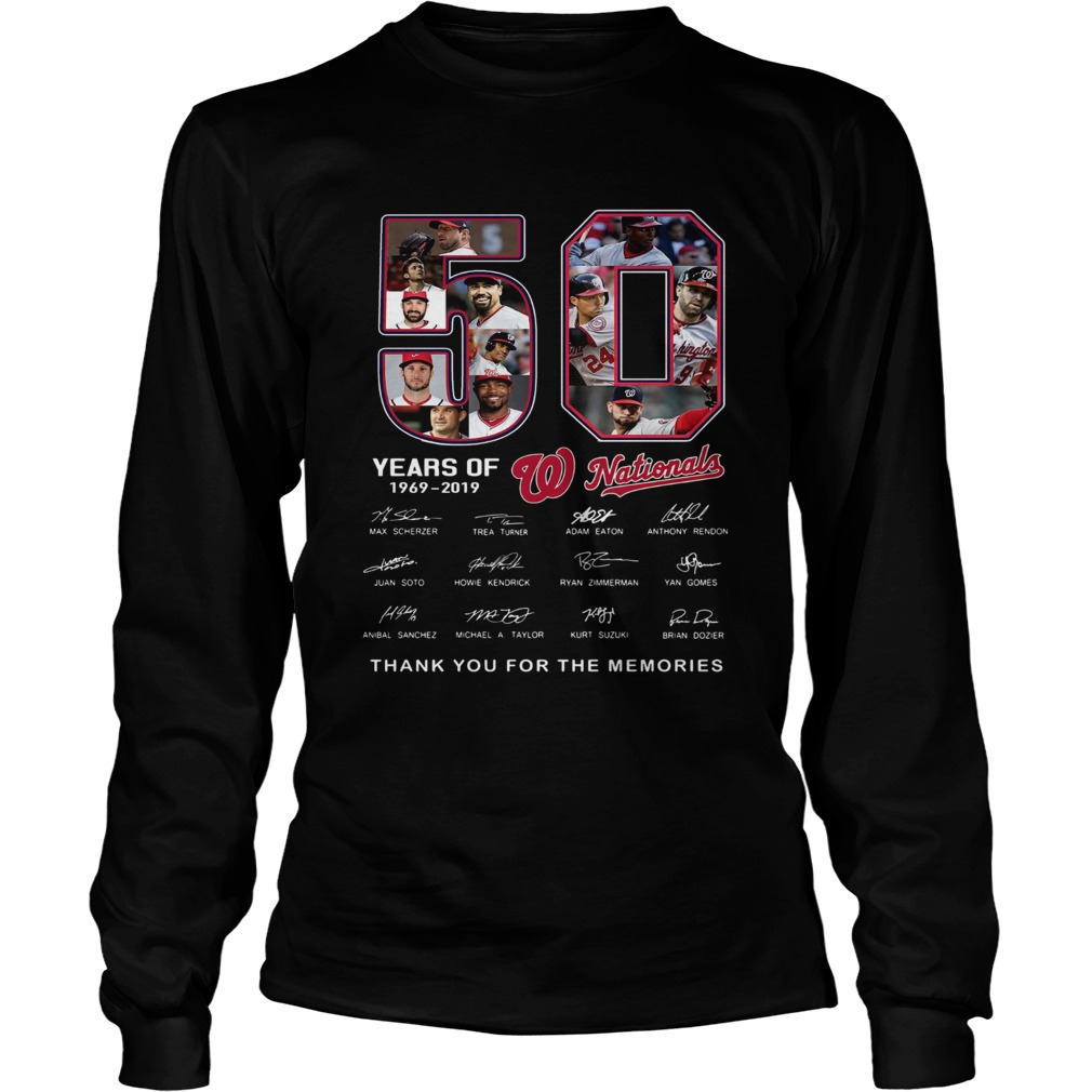 50 Years of Washington Nationals thank you for the memories signature LongSleeve