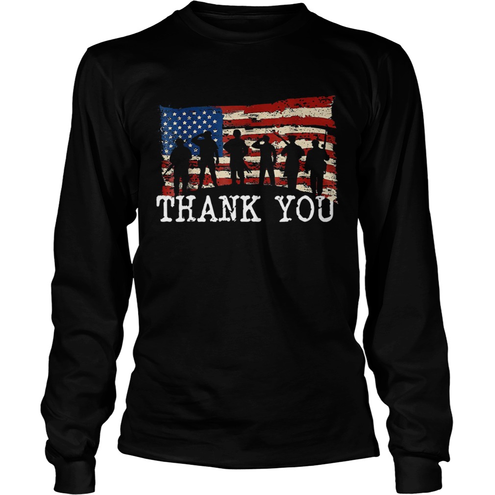 American Flag Thank you Veterans Shirt LongSleeve