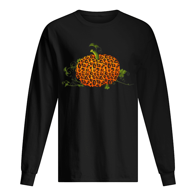 Animal Leopard Pumpkin Fall Autumn Halloween Gift T-Shirt Long Sleeved T-shirt 