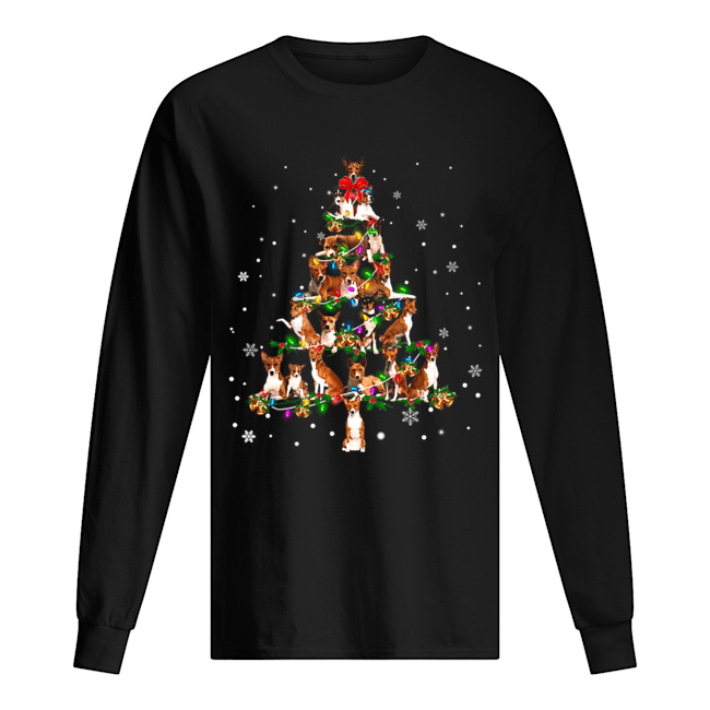 Basenji Christmas Tree T-Shirt Long Sleeved T-shirt 