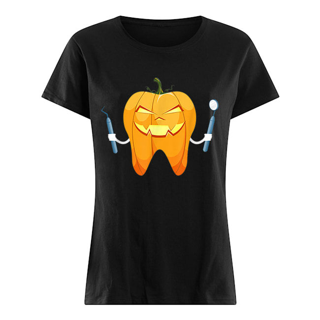 Beautiful Dentist Halloween Night Pumpkin Scrubs Scary Gift Classic Women's T-shirt