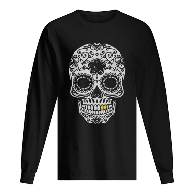 Beautiful Halloween Day Of The Dead Sugar Skull Retro Outfit Long Sleeved T-shirt 