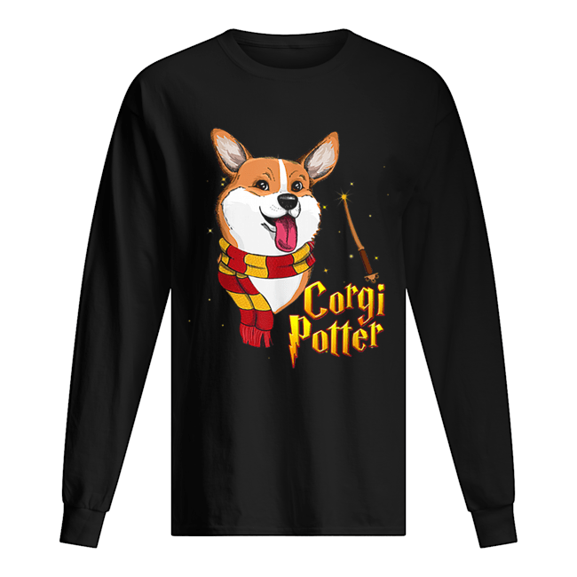 Beautiful Potter Corgi Harry Pawter Cute Corgi Dogs Halloween Long Sleeved T-shirt 