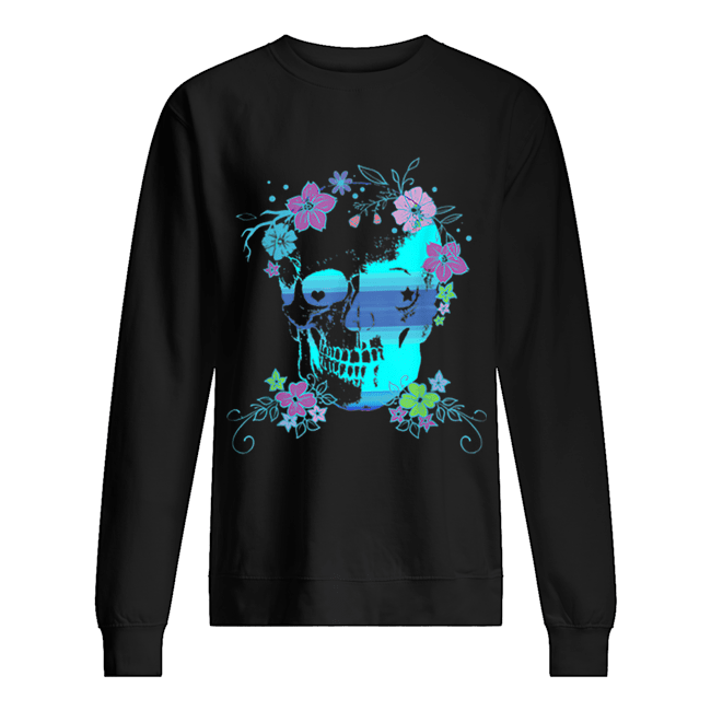 Beautiful Skull and Flowers, Halloween, Rave, Concert Unisex Sweatshirt